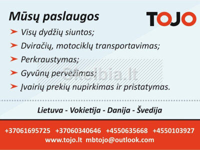 Lietuva - Danija - Lietuva. Siuntinių vežimas. Express kroviniai