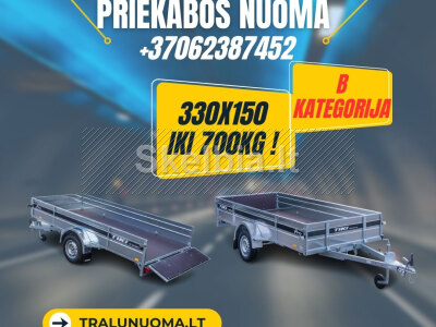 Priekabos B kategorija 330 150 470 kg, paverčiama NUOMA www. voris. lt