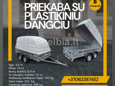 Priekabos B kategorija 300 150 410 kg, su dangčiu NUOMA www. voris. lt