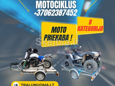 Priekabos B kategorija 220 150 600 kg, motociklams NUOMA www. voris. lt