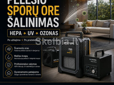 Pelėsio sporų šalinimas ore HEPA UV Ozonas